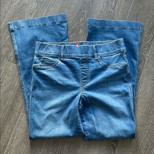 Spanx Flare Jeans High Rise Pull On Long Blue Vintage Indigo